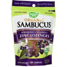 Бузина Nature's Way Sambucus Organic Zinc Lozenges 24 Lozenges Berry Flavor