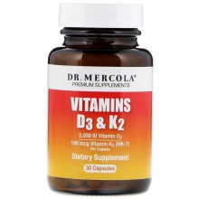 Витамин D Dr. Mercola Vitamins D3 & K2 5000 IU 30 Caps