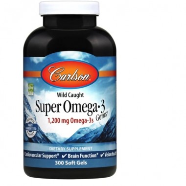 Омега 3 Carlson Labs Super Omega-3 Gems 1200 mg 300 Soft Gels