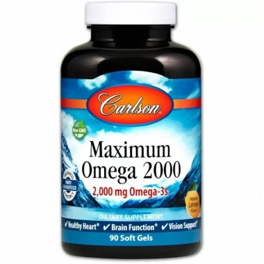 Омега 3 Carlson Labs Maximum Omega 2000 mg 90 Soft Gels Natural Lemon