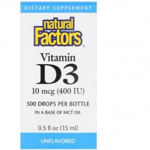 Витамин D Natural Factors Vitamin D3 Drops 400 IU 15 ml Unflavored NFS-01058