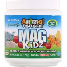 Микроэлемент Магний Nature's Plus Animal Parade, Mag Kidz, Children's Magnesium, 0.37 lb 171 g /45 servings/ Natural Cherry Flavor NAP-29943