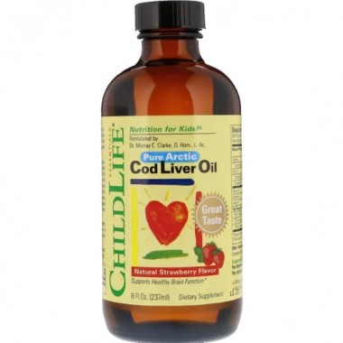 Жир из печени трески ChildLife Cod Liver Oil, 8 fl oz 237 ml Natural Strawberry Flavor CDL10500