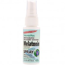 Мелатонин для сна Nature's Plus Insta Nutrient, Melatonin Supplement Spray, 2 fl oz 59,14 ml Natural Peppermint NTP4762