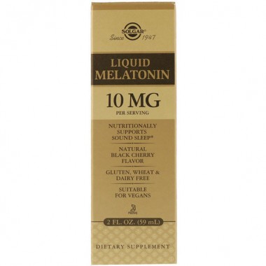 Мелатонин для сна Solgar Liquid Melatonin, 10 mg, 2 fl oz 59 ml Natural Black Cherry Flavor