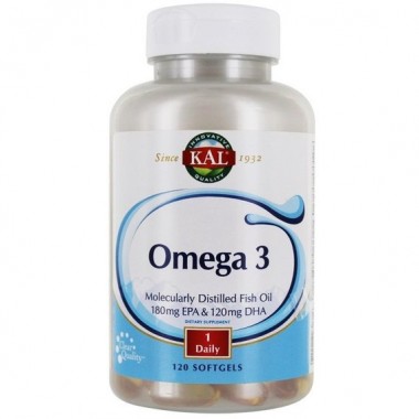 Омега 3 KAL Omega 3 Fish 180/120, 1000mg 120 Softgels CAL-84012