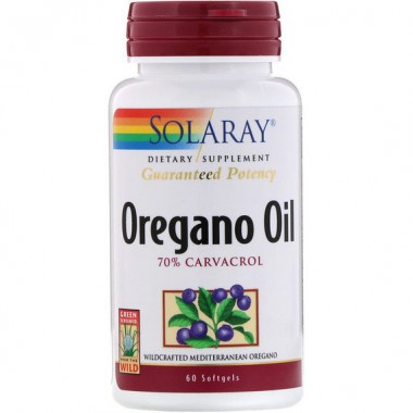 Масло Орегано Solaray Oregano Oil, 70% Carvacrol 60 Softgels SOR41349