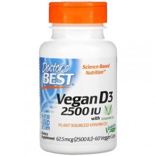 Витамин D Doctor's Best Vegan D3 2500 IU 60 Veg Caps