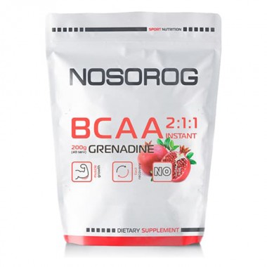 Аминокислота BCAA для спорта Nosorog Nutrition BCAA 2:1:1 200 g /36 servings/ Grenadine
