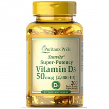Витамин D Puritan's Pride Vitamin D3 2000 IU 200 Softgels