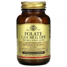 Фолиевая кислота Solgar Folate 1333 mcg DFE (Folic Acid 800 mcg) 250 Veg Caps