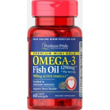 Омега 3 Puritan's Pride Omega-3 Fish Oil 1290 mg (900 mg active Omega-3) 60 Mini Gels Омега 3 Puritan's Pride Omega-3 Fish Oil 1290 mg (900 mg active Omega-3) 60 Mini Gels