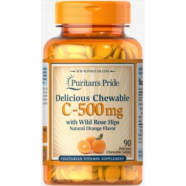 Витамин C Puritan's Pride Vitamin C-500 mg with Rose Hips 90 Chewables