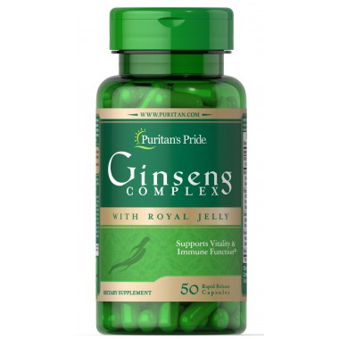 Комплекс для профилактики нервной системы Puritan's Pride Ginseng Complex with Royal Jelly 50 Caps