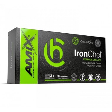 Микроэлемент Железо для спорта Amix Nutrition ChelaZone IronChel Iron/Ferrous/Bisglycinate Chelate 90 Veg Caps