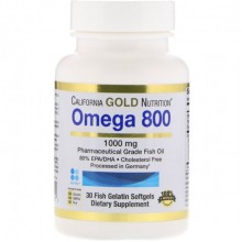 Омега 3 California Gold Nutrition Omega 800 30 Fish Softgels