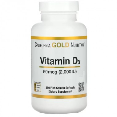 Витамин D California Gold Nutrition Vitamin D3 2000 IU 360 Fish Softgels