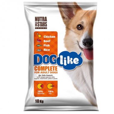  NutraFiveStars Дог Лай Комплит Doglike COMPLETE (оранжевый) Сухой корм для взрослых собак. Курица, телятина, рыба и рис. 10 кг