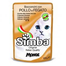 Влажный корм для котов Monge Simba Cat Wet курица и печенка  0,1  кг