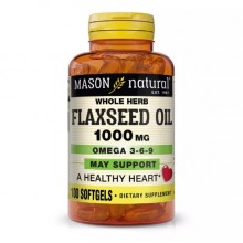 Омега 3-6-9 Mason Natural Flax Seed Oil 1000 mg Omega 3-6-9 100 Caps