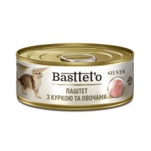 Basttet'o Silver для кошек Паштет с курицей и овощами, жб 85 г