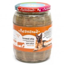 Леопольд Готовый обед с телятиной, мясом утки, рис, овощи для собак Стеклянная банка 670 г (6 ш/уп) Леопольд Готовый обед с телятиной, мясом утки, рис, овощи для собак Стеклянная банка 670 г (6 ш/уп)