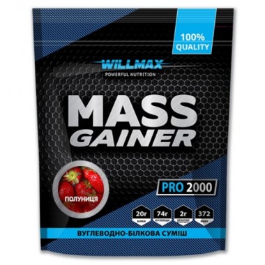 Гейнер Willmax Mass Gainer 2000 g /20 servings/ Strawberry