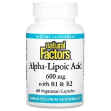 Альфа-липоевая кислота Natural Factors Alpha-Lipoic Acid with B1 & B2 600 mg 60 Veg Caps