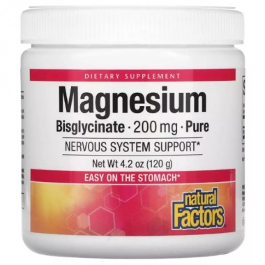 Микроэлемент Магний Natural Factors Magnesium Bisglycinate 200 mg 120 g /50 servings/ Pure