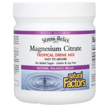 Микроэлемент Магний Natural Factors Stress-Relax Magnesium Citrate 250 g /75 servings/ Tropical mix