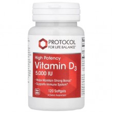 Витамин D Protocol for Life Balance Vitamin D3 High Potency 5000 IU 120 Softgels Витамин D Protocol for Life Balance Vitamin D3 High Potency 5000 IU 120 Softgels