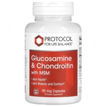 Препарат для суставов и связок Protocol for Life Balance Glucosamine & Chondroitin with MSM 90 Veg Caps