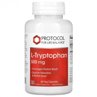Триптофан Protocol for Life Balance L-Tryptophan 500 mg 60 Veg Caps