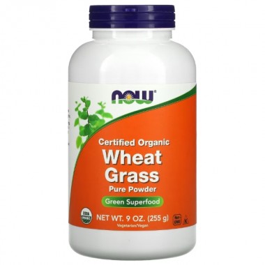 Клетчатка NOW Foods Certified Organic Wheat Grass, Pure Powder 255 g /24 servings/