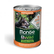 Влажный корм для собак Monge Dog Wet Bwild Grain Free Puppy & Junior утка, тыква, цуккини 0,4 Кг