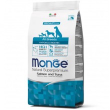 Сухой корм для собак Monge Dog All breeds Hypo лосось с тунцом (гипоаллергенный) 15 Кг
