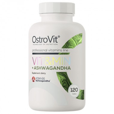 Витаминно-минеральный комплекс для спорта OstroVit Vit&Min + Ashwagandha 120 Tabs Витаминно-минеральный комплекс для спорта OstroVit Vit&Min + Ashwagandha 120 Tabs
