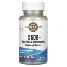 Витамин C KAL C 500 + Rose Hips & Bioflavonoids 100 Tabs