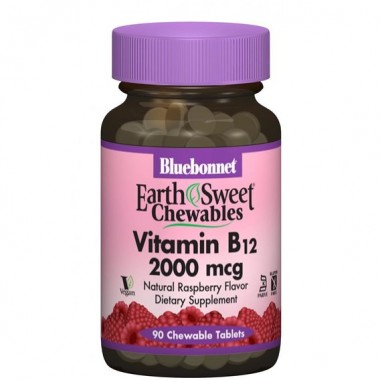 Витамин Б12 Bluebonnet Nutrition Earth Sweet Chewables Vitamin B12 2000 mcg 90 Chewable Tabs Raspberry