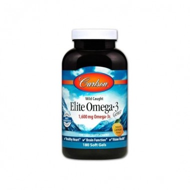 Омега 3 Carlson Labs Elite Omega-3 Gems 1600 mg 180 Soft Gels Natural Lemon Flavor