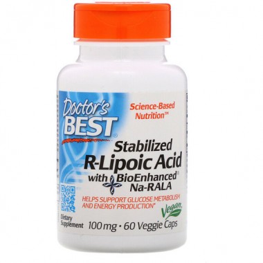 Альфа-липоевая кислота Doctor's Best Stabilized R-Lipoic Acid 100 mg 60 Veg Caps DRB-00123