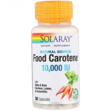 Витамин A Solaray Food Carotene, Natural Source, 10.000 IU 30 Caps SOR-04113