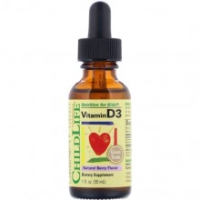Витамин D ChildLife Vitamin D3, 1 fl oz 30 ml Natural Berry Flavor CDL10900