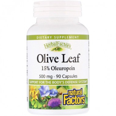 Экстракт оливы Natural Factors Olive Leaf 500 mg 90 Caps NFS04570