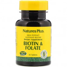 Биотин Nature's Plus Biotin & Folate 30 Tabs NTP1792 Биотин Nature's Plus Biotin & Folate 30 Tabs NTP1792