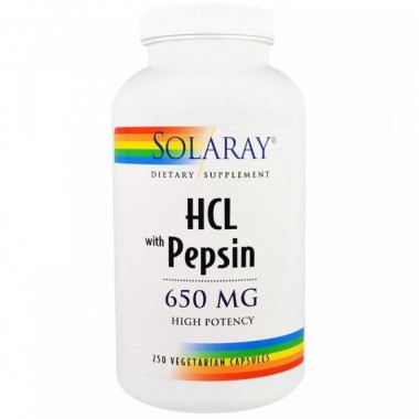 Бетаина гидрохлорид Solaray HCL with Pepsin 650 mg 250 Veg Caps SOR-04815