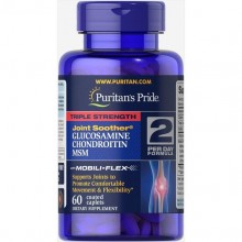 Препарат для суставов и связок Puritan's Pride Triple Strength Glucosamine, Chondroitin & MSM Joint Soother 60 Caplets