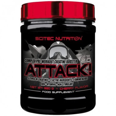 Комплекс до тренировки Scitec Nutrition Attack! 2.0 320 g /32 servings/ Cherry Комплекс до тренировки Scitec Nutrition Attack! 2.0 320 g /32 servings/ Cherry