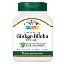Гинкго Билоба 21st Century Ginkgo Biloba Extract Standardized 60 Veg Caps CEN-21249