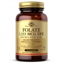 Фолиевая кислота Solgar Folate 1333 mcg DFE (Folic Acid 800 mcg) 100 Tabs Фолиевая кислота Solgar Folate 1333 mcg DFE (Folic Acid 800 mcg) 100 Tabs